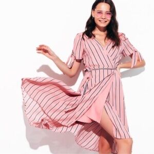 Gianni Bini Pink Striped Wrap Dress